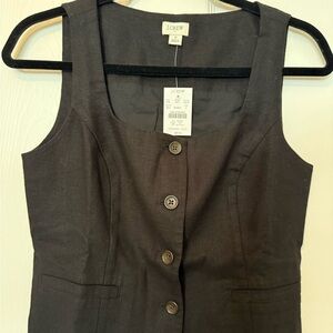 J. Crew Factory Squareneck Linen Blend Vest